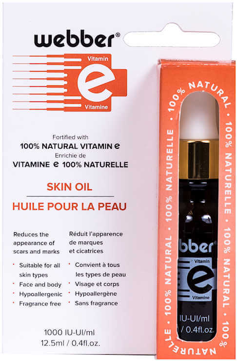 Webber Huile vitamine E pour la peau avec vitamine E 100% naturelle